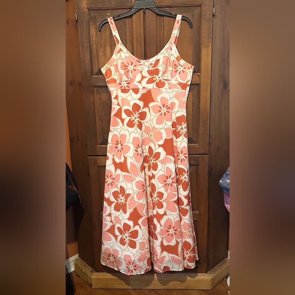 Floral Sleeveless Dress - Pink and Orange